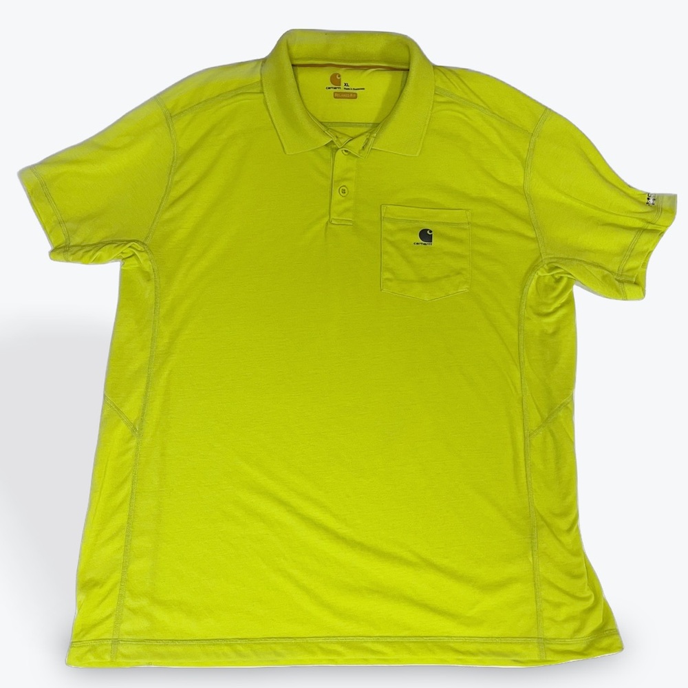 Carhartt Men's Bright Yellow/Green Polo Shirt